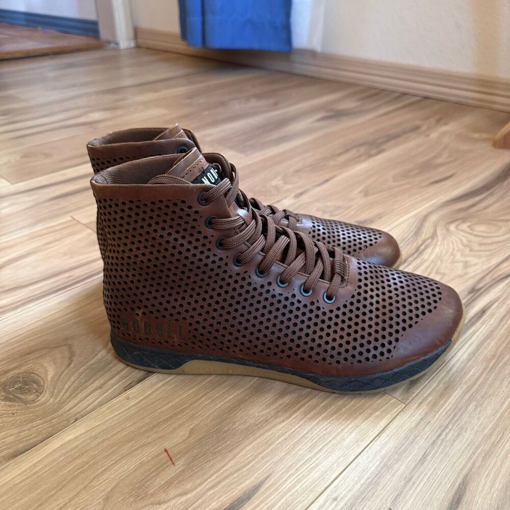 NOBULL Men’s Brown Perforated High-Top Coffee Leather Trainer Sneakers Shoes Siz - Picture 8 of 8